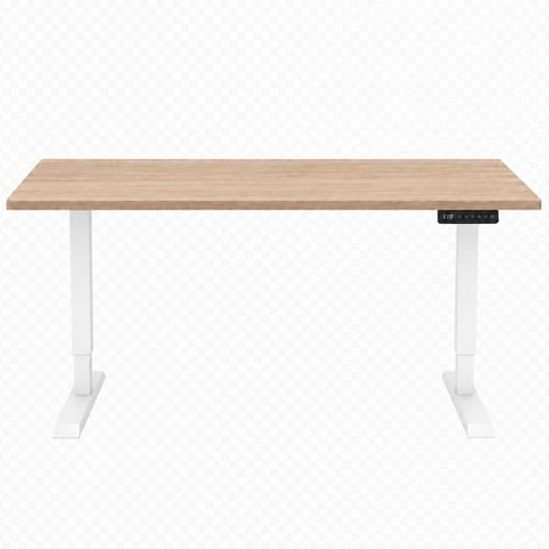 Zit-sta bureau Huislijn elektrisch 160x80cm blad eiken licht frame wit-3