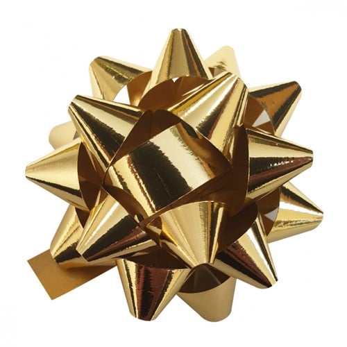 Cadeau strikjes Starbow zelfklevend 10mm x Ø50mm kleur metallic goud 100 stuks