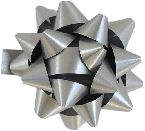 Cadeau strikjes Starbow zelfklevend 10mm x Ø50mm kleur grijs 100 stuks