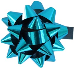 Cadeau strikjes Starbow zelfklevend 10mm x Ø50mm kleur metallic blauw100 stuks