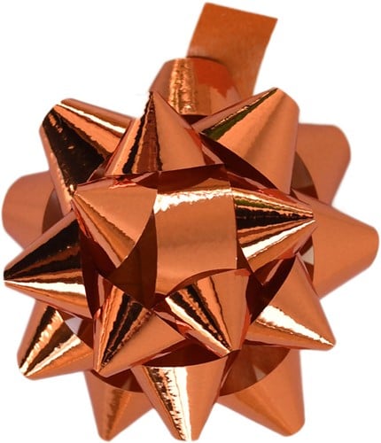 Cadeau strikjes Starbow zelfklevend 10mm x Ø50mm kleur metallic brons 100 stuks