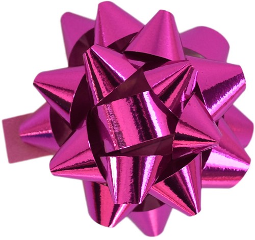 Cadeau strikjes Starbow zelfklevend 10mm x Ø50mm kleur metallic fuchsia 100 stuks
