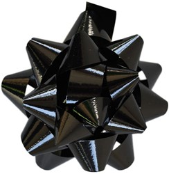 Cadeau strikjes Starbow zelfklevend 10mm x Ø50mm kleur metallic zwart 100 stuks