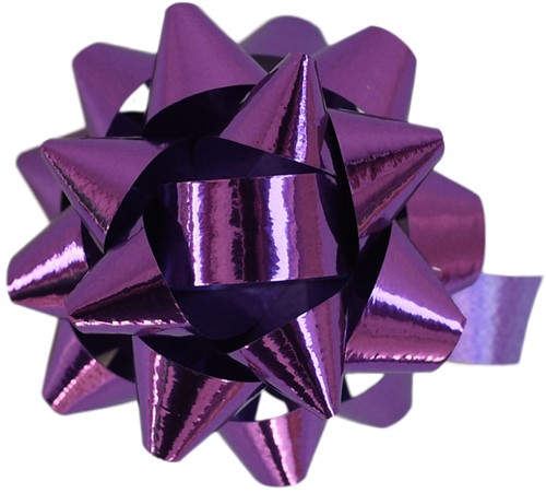 Cadeau strikjes Starbow zelfklevend 10mm x Ø50mm kleur metallic paars 100 stuks