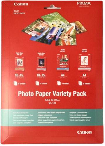 Fotopapier assortiepakket Canon 4x 5 vel assorti VP-101