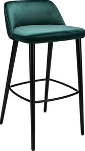 Barkruk Lovena Low Back HS zitting en rug gestoffeerd, zithoogte 80cm en frame 4-poots massief beukenhout.