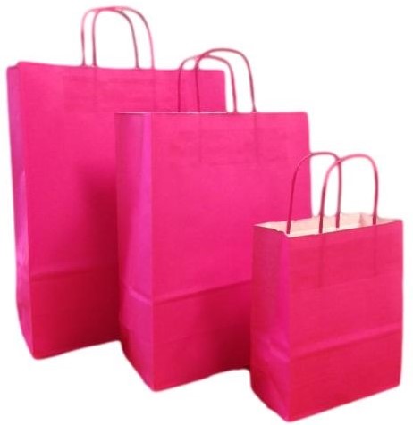 Draagtas 32x12x41cm kraftpapier roze 90 grams 10 stuks
