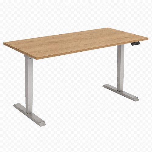 Zit-sta bureau Huislijn elektrisch 120x80cm blad eiken robson frame aluminium