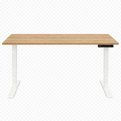 Zit-sta bureau Huislijn elektrisch 120x80cm blad eiken robson frame wit-2