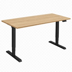 Zit-sta bureau Huislijn elektrisch 120x80cm blad eiken robson frame zwart