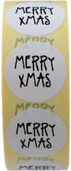 Etiket Ø25mm wit permanent 'Merry Xmas' 1.000 stuks