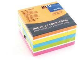 Kubusblok zelfklevend Info-Notes 75x75mm assorti brilliant 450 vel
