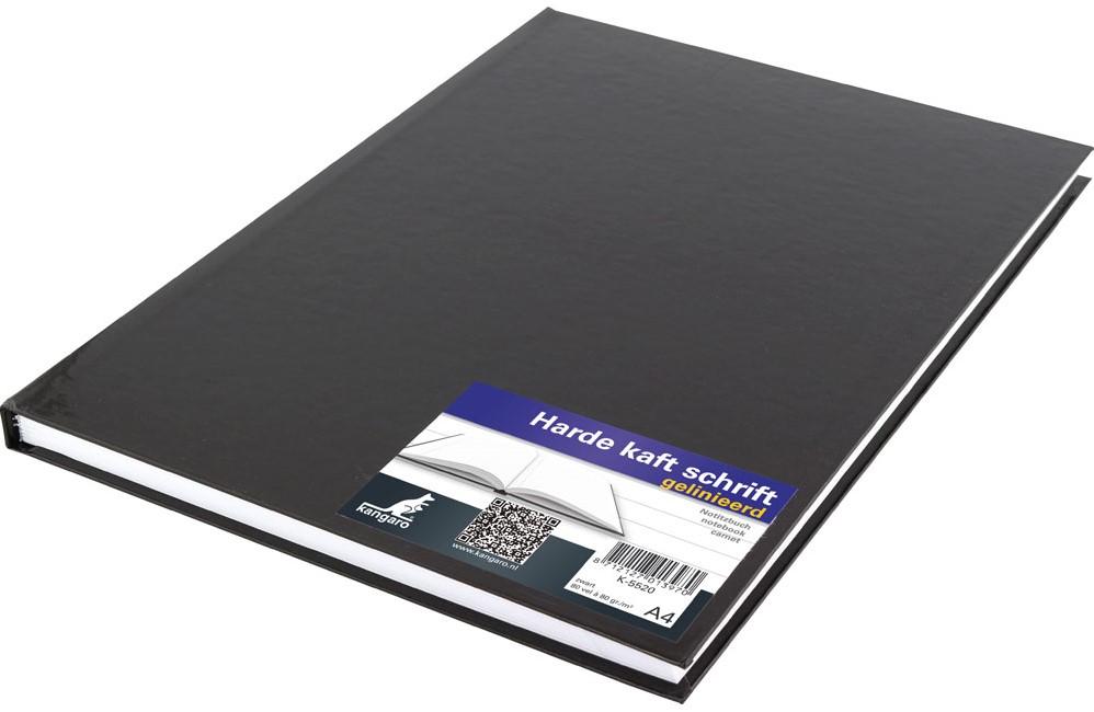 Schrift Kangaro A4 lijn 80 vel harde kaft zwart