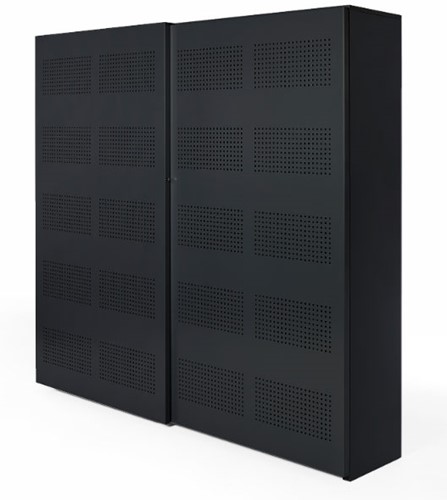 Akoestische schuifdeurkast NPO 192hx160bx46d cm kleur zwart inclusief 8 legborden