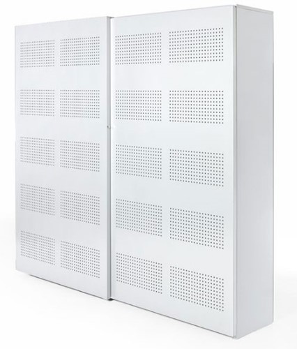 Akoestische schuifdeurkast NPO 192hx160bx46d cm kleur wit inclusief 8 legborden
