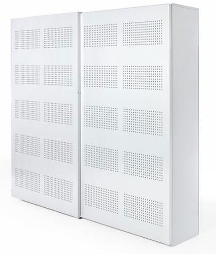 Akoestische schuifdeurkast NPO 192hx194bx46d cm kleur wit inclusief 8 legborden