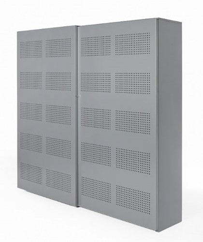 Akoestische schuifdeurkast NPO 192hx194bx46d cm kleur alu inclusief 8 legborden