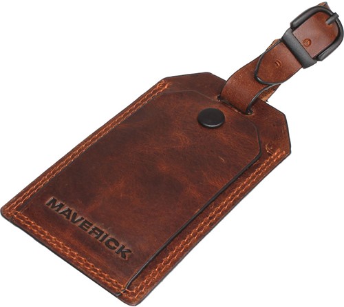 Kofferlabel Maverick rundleder donkerbruin