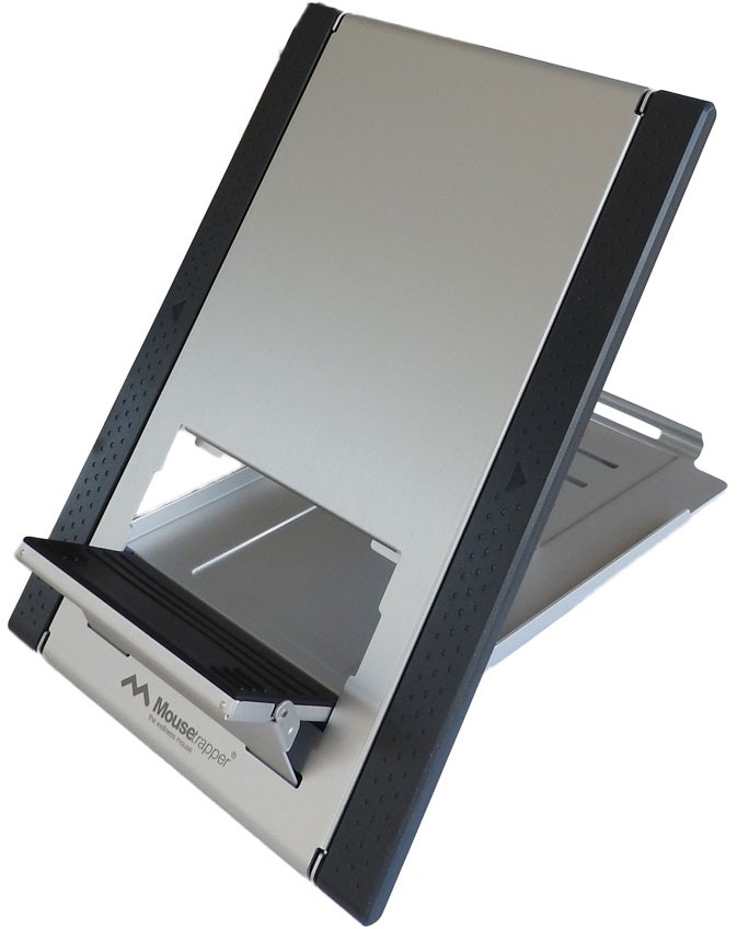 Walter Cunningham Kangoeroe Lang Laptop / tablet standaard Mousetrapper Aluminium compact, licht gewicht en  inklapbaar. In 5 hoogte verstellingen en breedte