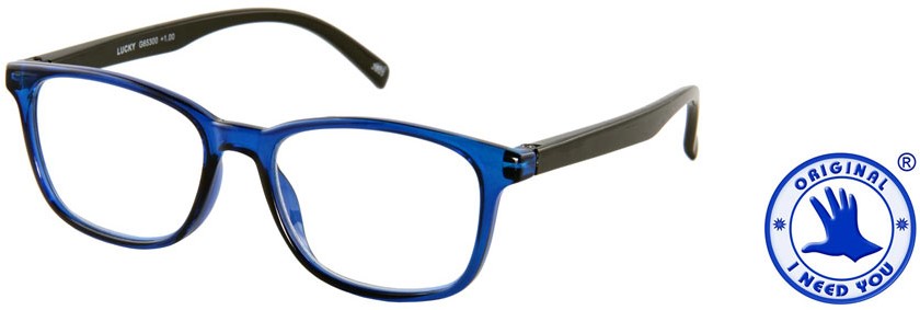 Vooravond nevel Stereotype Leesbril I Need You Lucky G65300 met veerscharnier blauw-zwart +2.50dpt