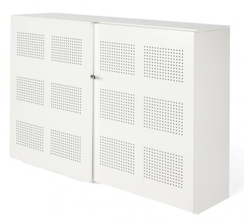 Akoestische schuifdeurkast NPO 120hx160bx46d cm kleur wit inclusief 4 legborden