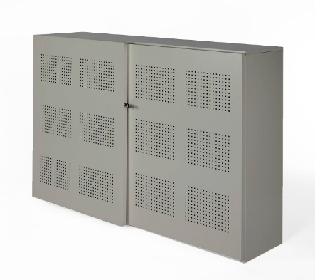 Akoestische schuifdeurkast NPO 120hx194bx46d cm kleur alu inclusief 4 legborden