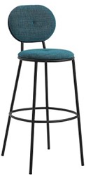 Barkruk Olyn 4-poots zithoogte 80cm kuip stof frame zwart staal
