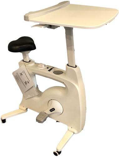Deskbike Euroseats deluxe kleur wit voorzien van instelbaar werkblad