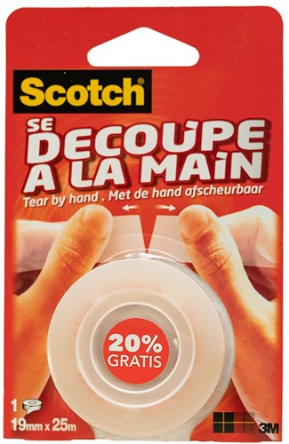 Plakband Scotch Crystal Clear tape 19mmx25m afscheurbaar
