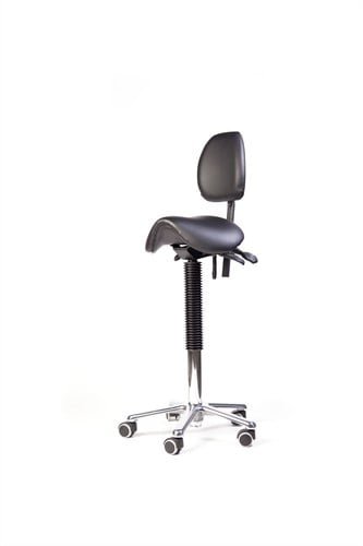 Zadelkruk MTM Freya260-A5 met rugleuning kunstleer zwart hoogte 58-85 cm.
