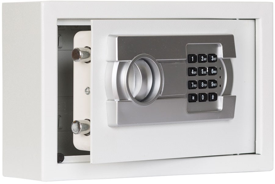 Vestiging Maand Deens Sleutelkast Protector Key 24 E signaalwit met electronisch cijferslot en  voorzien van 24 haken.
