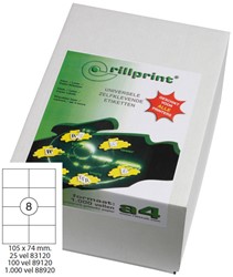 Etiket Rillprint A4 105x74mm wit 1.000 vel 8.000 stuks