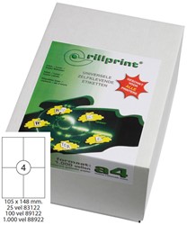 Etiket Rillprint A4 105x148mm wit 1.000 vel 4.000 stuks