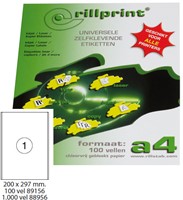 Etiket Rillprint A4 200x297mm wit 100 vel 100 stuks