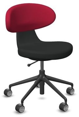 Bureaustoel Girsberger Simplex rug rood en zitting zwart