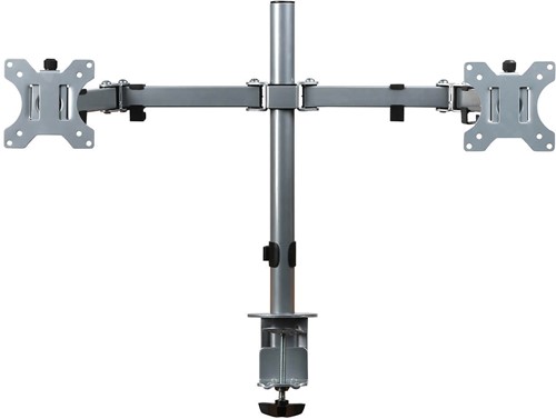 Ergonomische Focus monitorarm dubbel knikarm zilver