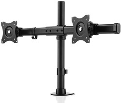 Ergonomische Focus monitorarm dubbel met vaste bracket zwart
